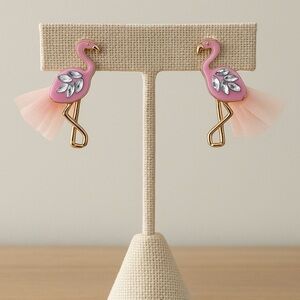 NWT True to Form Pink Flamingo Earrings with Rhinestones